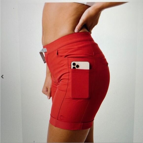 Zyia Active Shorts Womens XL Red Not Just A Trail Short Long Ladies - Picture 2 of 7
